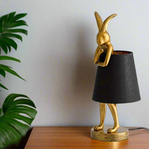 Mid-Century Modern Rabbit Table Lamp with Linen Shade | Stylish Home Decor, Unique Lighting for Living Room & Bedroom Table Lamp