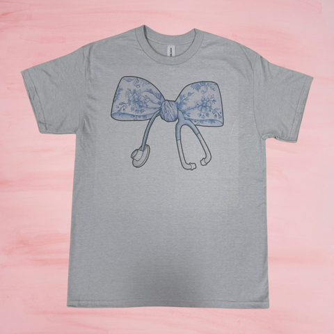 Nurse Coquette Bow T-shirt, Chic Chinoiserie Design, Casual Wear for Healthcare Heroes, Perfect Nurse Gift Women&