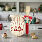 Guess and Company - TIS THE SEASON RED/WHITE TICKING PITCHER Kitchen Ware   