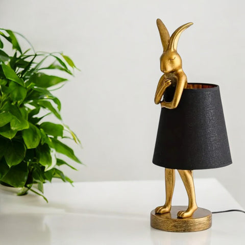 Mid-Century Modern Rabbit Table Lamp with Linen Shade | Stylish Home Decor, Unique Lighting for Living Room & Bedroom Table Lamp