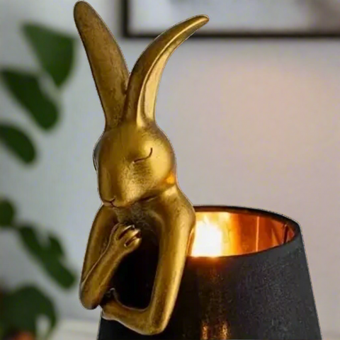 Mid-Century Modern Rabbit Table Lamp with Linen Shade | Stylish Home Decor, Unique Lighting for Living Room & Bedroom Table Lamp