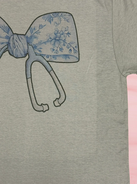 Nurse Coquette Bow T-shirt, Chic Chinoiserie Design, Casual Wear for Healthcare Heroes, Perfect Nurse Gift Women&