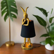 Mid-Century Modern Rabbit Table Lamp with Linen Shade | Stylish Home Decor, Unique Lighting for Living Room & Bedroom Table Lamp