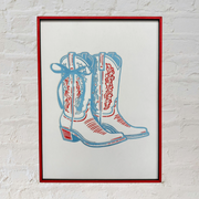 Festive Red White and Blue Preppy Bow & Western Wall Hangings, Patriotic Home Decor, 4th of July Gift Wall Decor Red White & Boots
