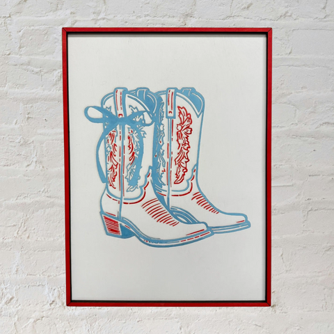 Festive Red White and Blue Preppy Bow & Western Wall Hangings, Patriotic Home Decor, 4th of July Gift Wall Decor Red White & Boots