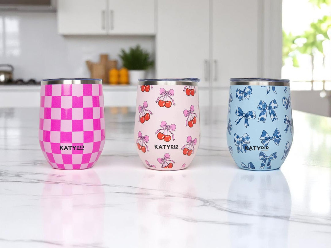Elegant Girly Insulated Wine Tumbler, Stylish Colorful Drinkware for On-the-Go, Perfect Gift for Her Tumblers
