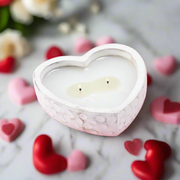 Rose 2 Wick Heart Shaped Wood Bowl Candle - LUX Candle Holder