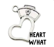 Silver Nurse Pendant Charms, Shiny Healing Symbol Necklace, Thoughtful Gift for Nurses & Caregivers Nurse charm Heart w/Hat