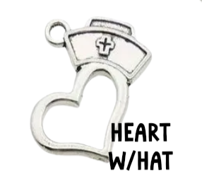Silver Nurse Pendant Charms, Shiny Healing Symbol Necklace, Thoughtful Gift for Nurses & Caregivers Nurse charm Heart w/Hat
