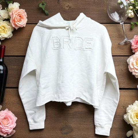 Fringe Bride White Crop Hoodie Hoodie