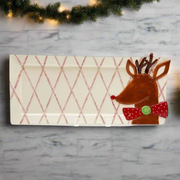 Guess and Company - Reindeer On Red/White Diamond Ticking Platter