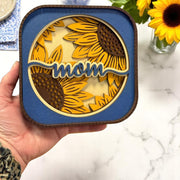 Mother’s Day Sunflower Sitter, Blue & Yellow Decorative Sitter, Perfect Gift for Mom or Grandma, Unique Keepsake Present