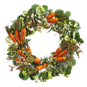 22" Carrot Wreath: Mixed Greenery & Berries Decoration for Spring, Easter, or Home Decor