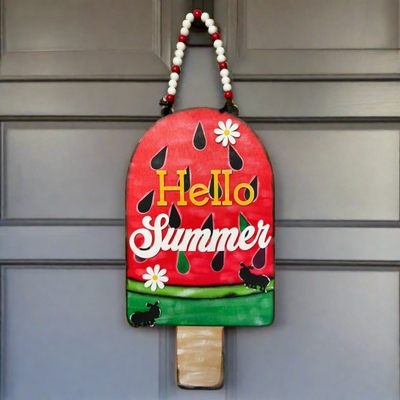 Hello Summer Watermelon Door Hanger Summer Door Hanger   