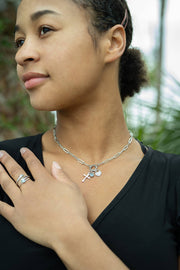 Stainless Steel Paperclip Carabiner Charm Holder Necklace Chain Necklace