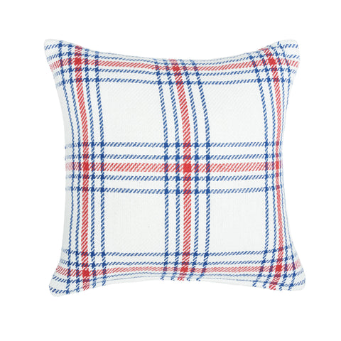 River Rock Red White & Blue Plaid Throw Pillow, Cozy Patriotic Home Decor, Perfect Accent Cushion Gift for 4th of July Lovers Throw Pillow