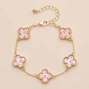 Multi Floral Shape Charm Bracelet in Shell