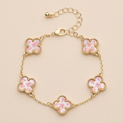 Multi Floral Shape Charm Bracelet in Shell