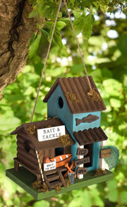 Bait & Tackle Birdhouse - Unique Fishing Decor for Your Garden, Rustic Lodge Style, Perfect Gift for Anglers and Bird Lovers