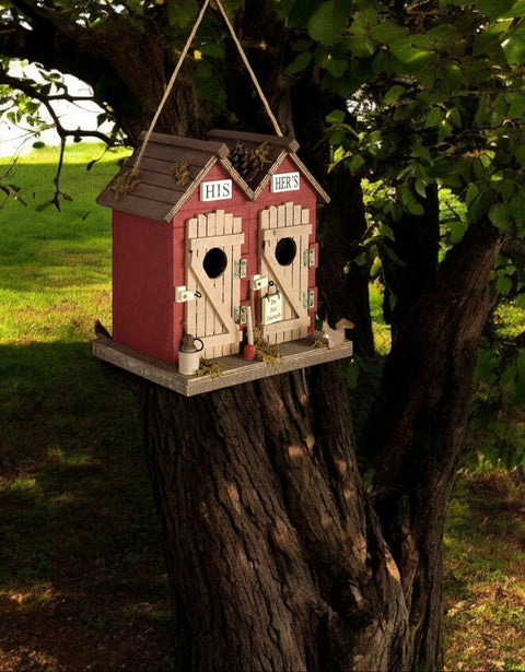 Outhouse Birdhouse - Rustic Wooden Birdhouse, Charming Garden Decor, Unique Nature Gift, Outdoor Bird Home & Feeder