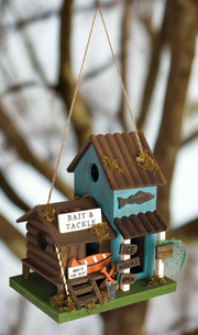 Bait & Tackle Birdhouse - Unique Fishing Decor for Your Garden, Rustic Lodge Style, Perfect Gift for Anglers and Bird Lovers