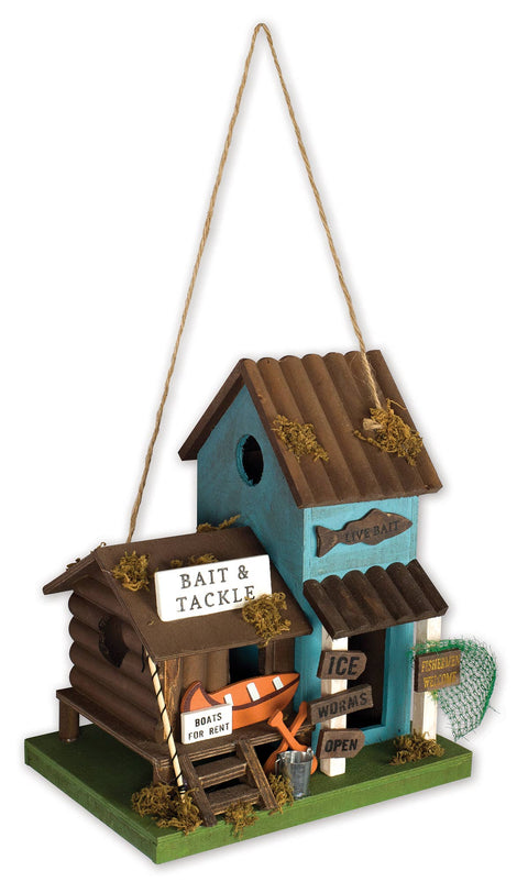 Bait & Tackle Birdhouse - Unique Fishing Decor for Your Garden, Rustic Lodge Style, Perfect Gift for Anglers and Bird Lovers