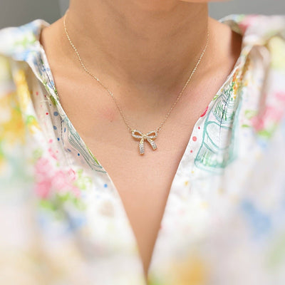 Simply Shine Bow Necklace, Delicate Chic Preppy Design for Stylish Women, Great Gift for Anniversaries or Holidays Necklace