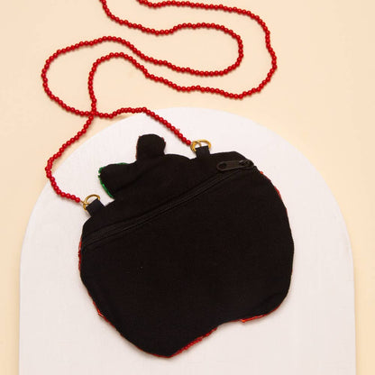 "ABC" Sequin & Seed Beaded Apple Crossbody Bag - Nifty Decor & More