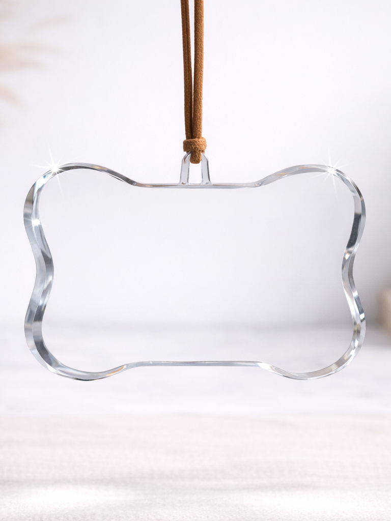 Engraved Crystal Dog Bone Ornament