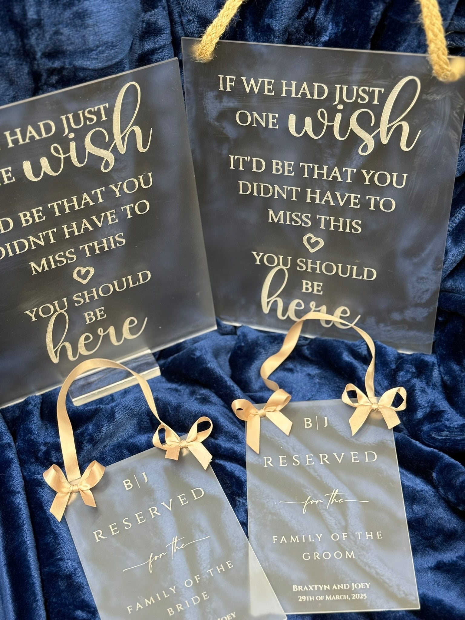 Acrylic Wedding Reserved Seating Placard (set of 2 - Bride & Groom) Supplies