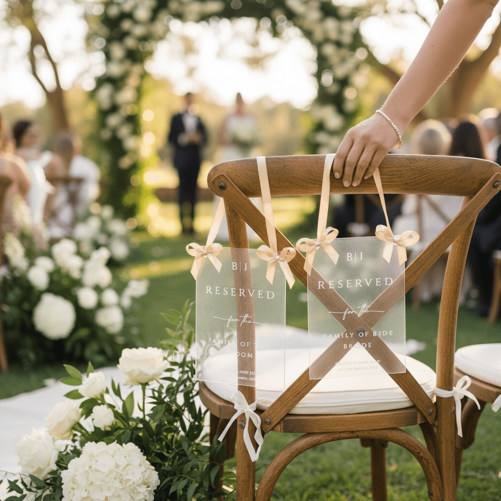 Acrylic Wedding Reserved Seating Placard (set of 2 - Bride & Groom) - Nifty Decor & More