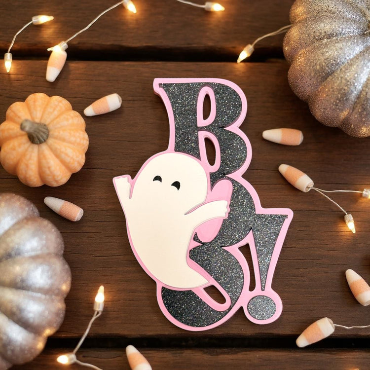 Halloween Home Wall Decor, Pink Pumpkins & Colorful Bats, Spooky Chic Boos Decoration for Fall Season Halloween Decor Boo