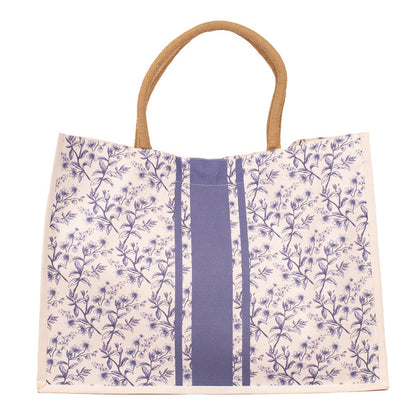 Aldridge Garden Classic Tote, White & Blue Spacious Tote, Perfect for Everyday Use, Stylish Gift for Her - Nifty Decor & More