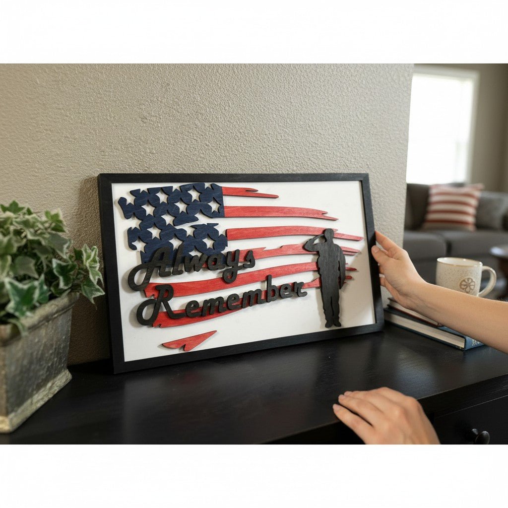 Always Remember Patriotic Wood Wall Art - Nifty Decor & More