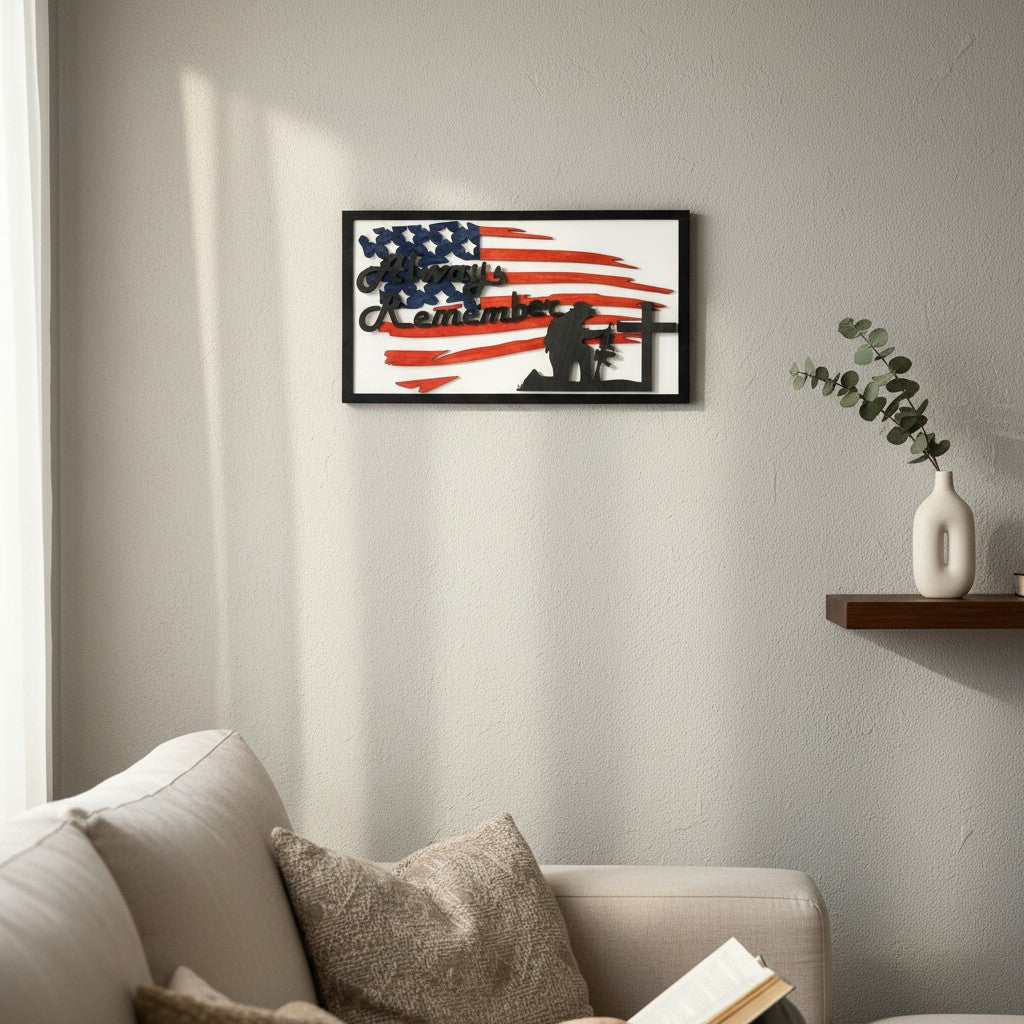 Always Remember Patriotic Wood Wall Art - Nifty Decor & More