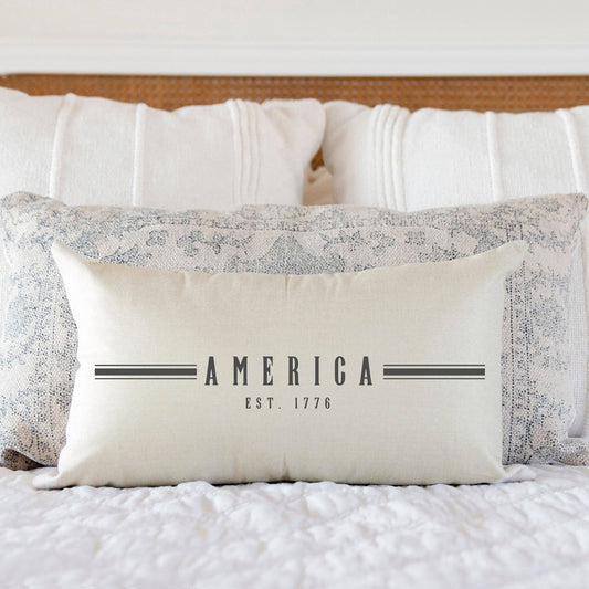 America with Stripes Summer Throw Pillow, Patriotic Home Decor, Perfect Fourth of July Gift - Nifty Decor & More