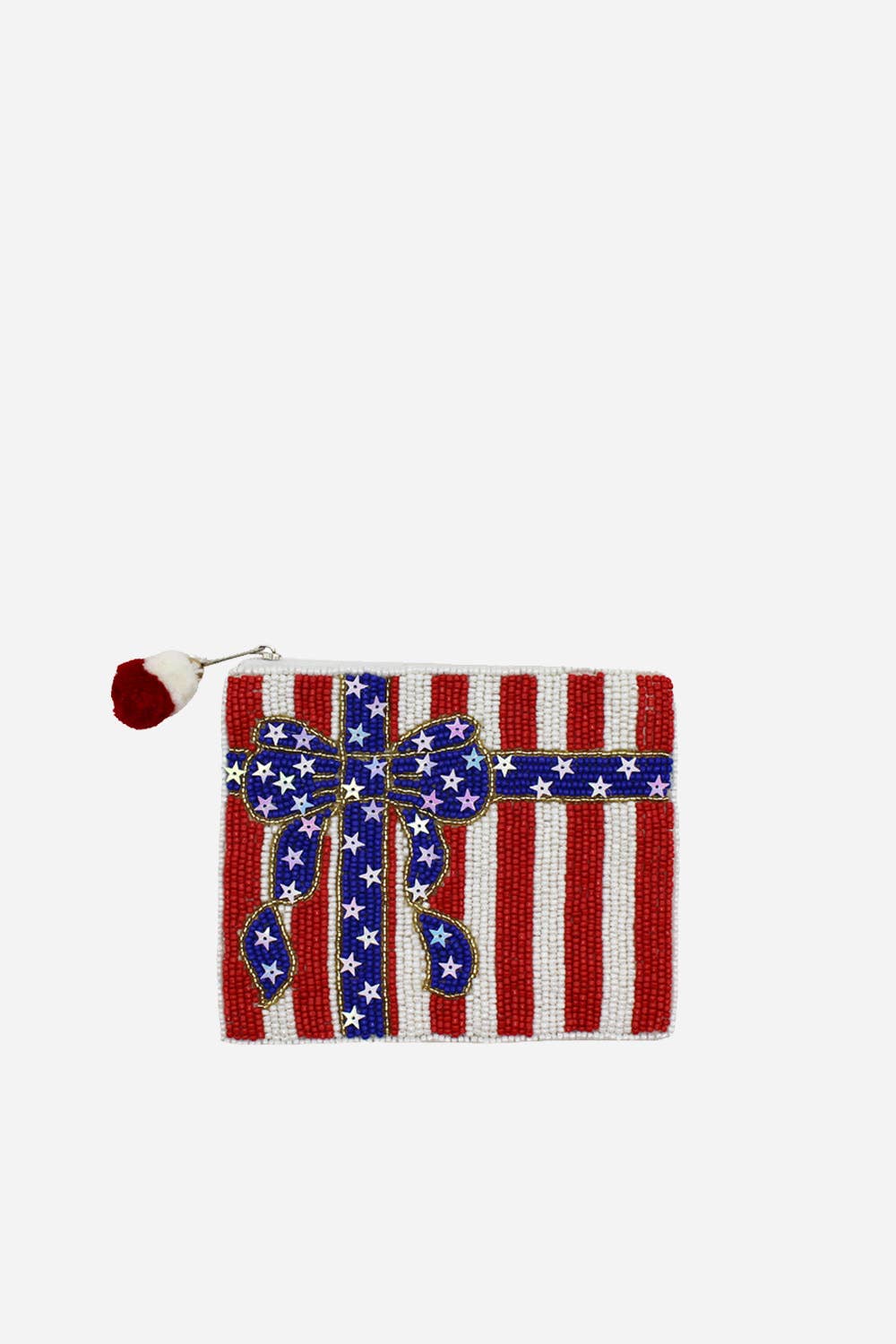 American Flag Bow Beaded Coin Pouch - Nifty Decor & More