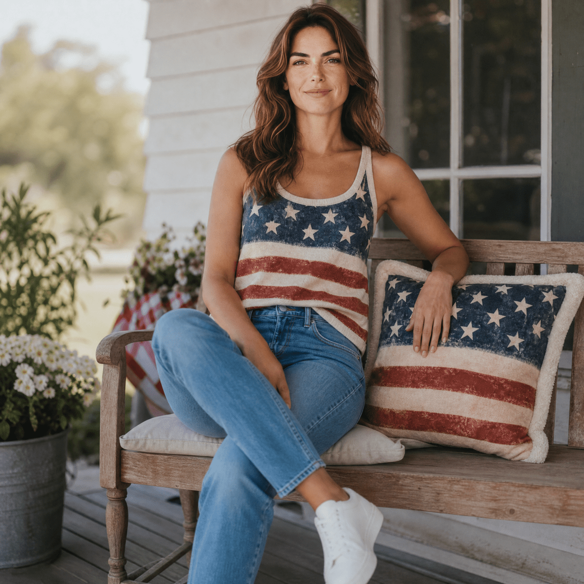 American Flag Sherpa Accent Pillow by Wrangler – Cozy Patriotic Home Decor Cushion for Sofa & Bed - Nifty Decor & More