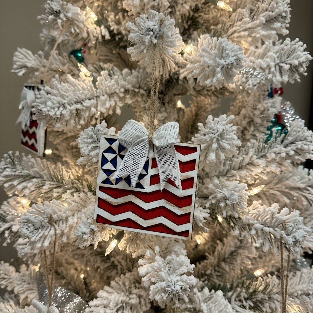 American Quilt Flag Wooden Ornament Christmas Ornament