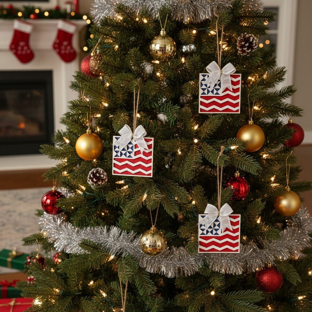 American Quilt Flag Wooden Ornament - Nifty Decor & More