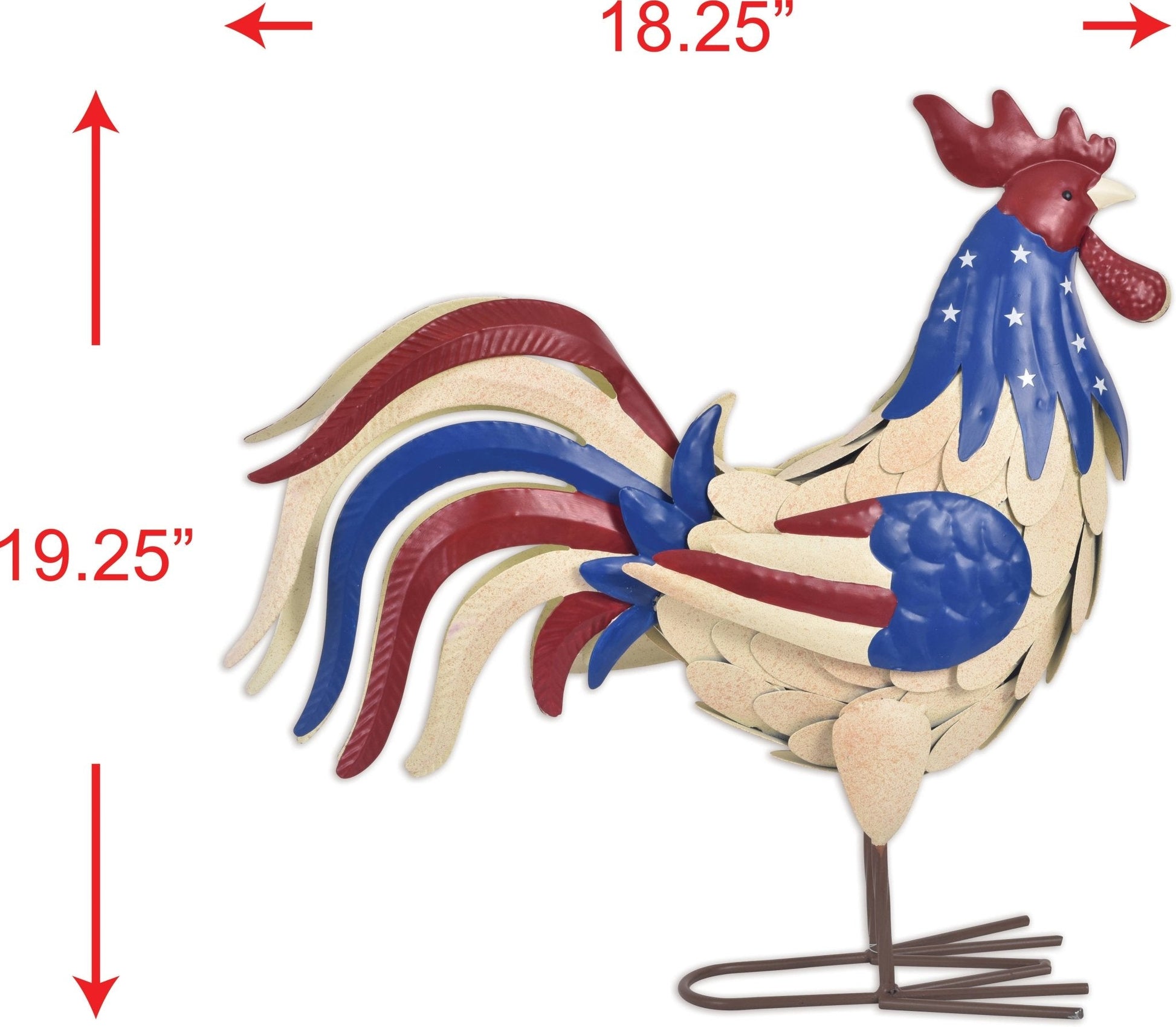 American Rooster Metal Outdoor Decor - Rustic Garden Art for Farmhouse Style, Perfect Gift for Chicken Lovers & Homeowners - Nifty Decor & More