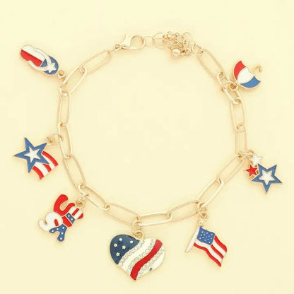 Americana Flag Charm Bracelet Featuring Enamel Trinkets - Nifty Decor & More