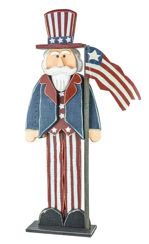 Americana Uncle Sam Stander with Flag - Nifty Decor & More