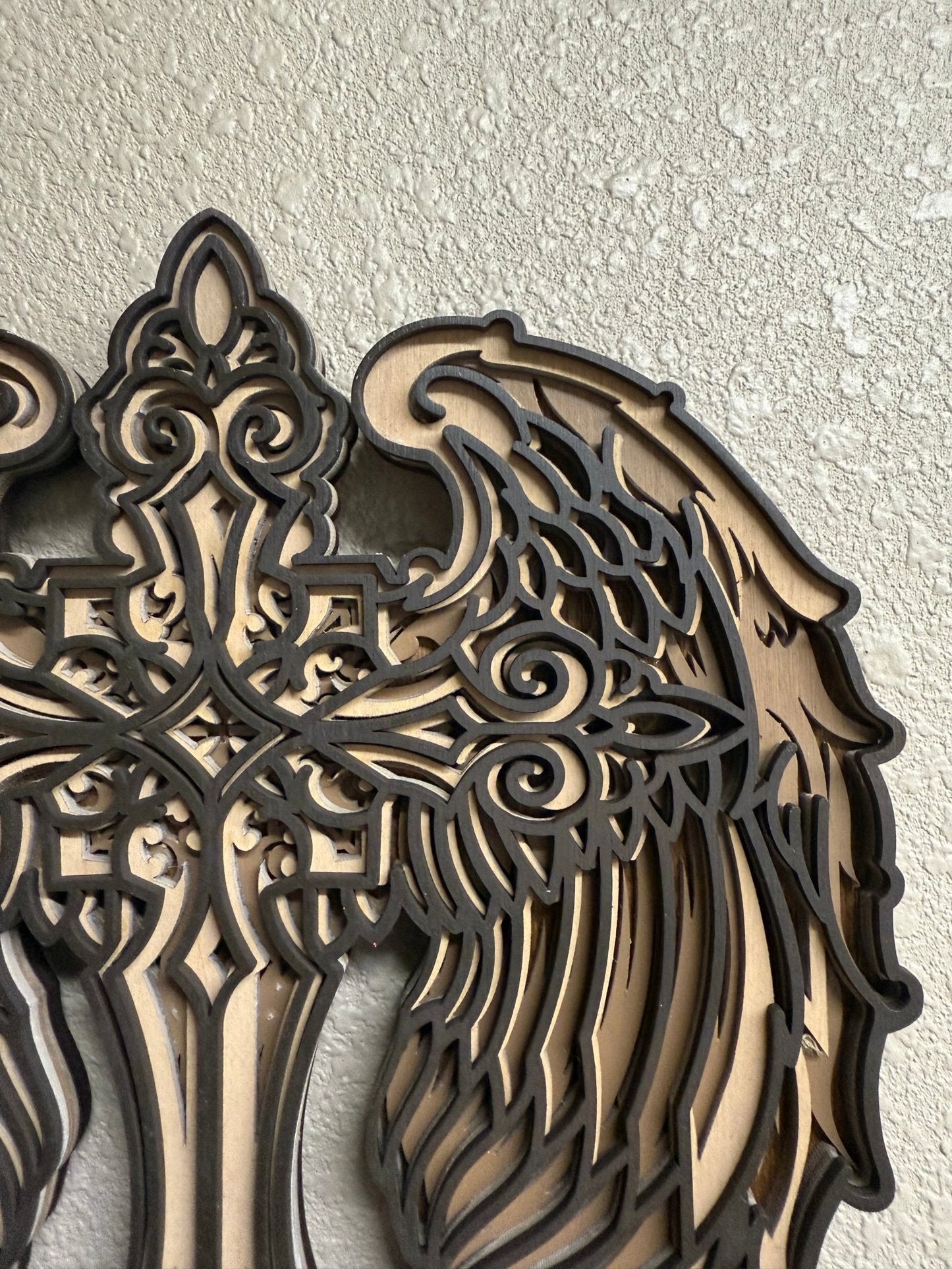 Angel Wing Cross Wall Decor, Christian Faith Art, Inspirational Home Decor, Religious Wall Hanging, Gift Ideas - Nifty Decor & More