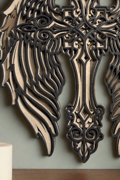 Angel Wing Cross Wall Decor, Christian Faith Art, Inspirational Home Decor, Religious Wall Hanging, Gift Ideas Wall Decor