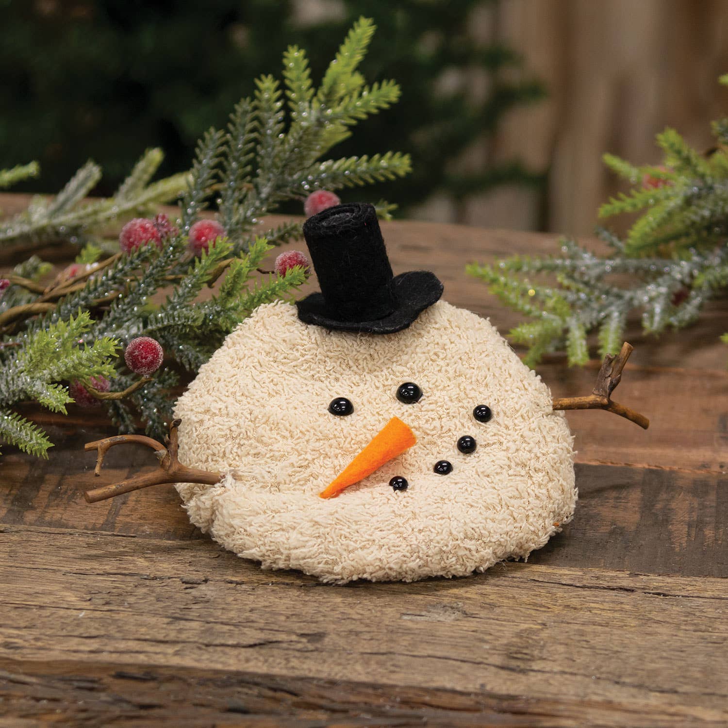 Antique White Melting Top Hat Snowman Head - Nifty Decor & More