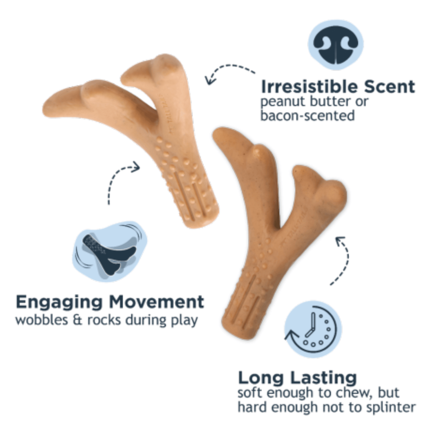 Antler Chew Dog Toy - Bacon Scented - Nifty Decor & More