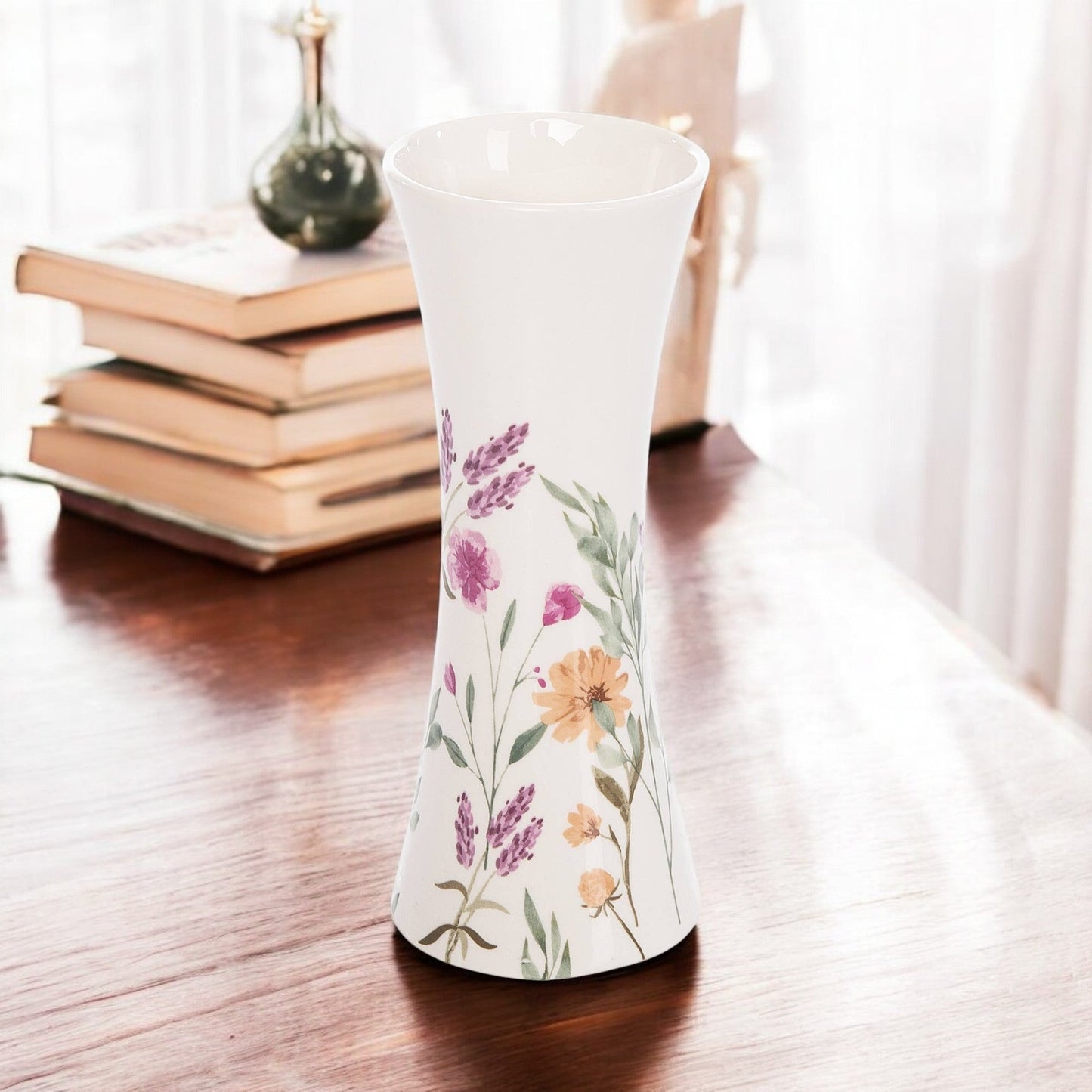 April Showers Ceramic Vase, Pristine Watercolor - Style Floral Holder for Elegant Home Decor - Nifty Decor & More