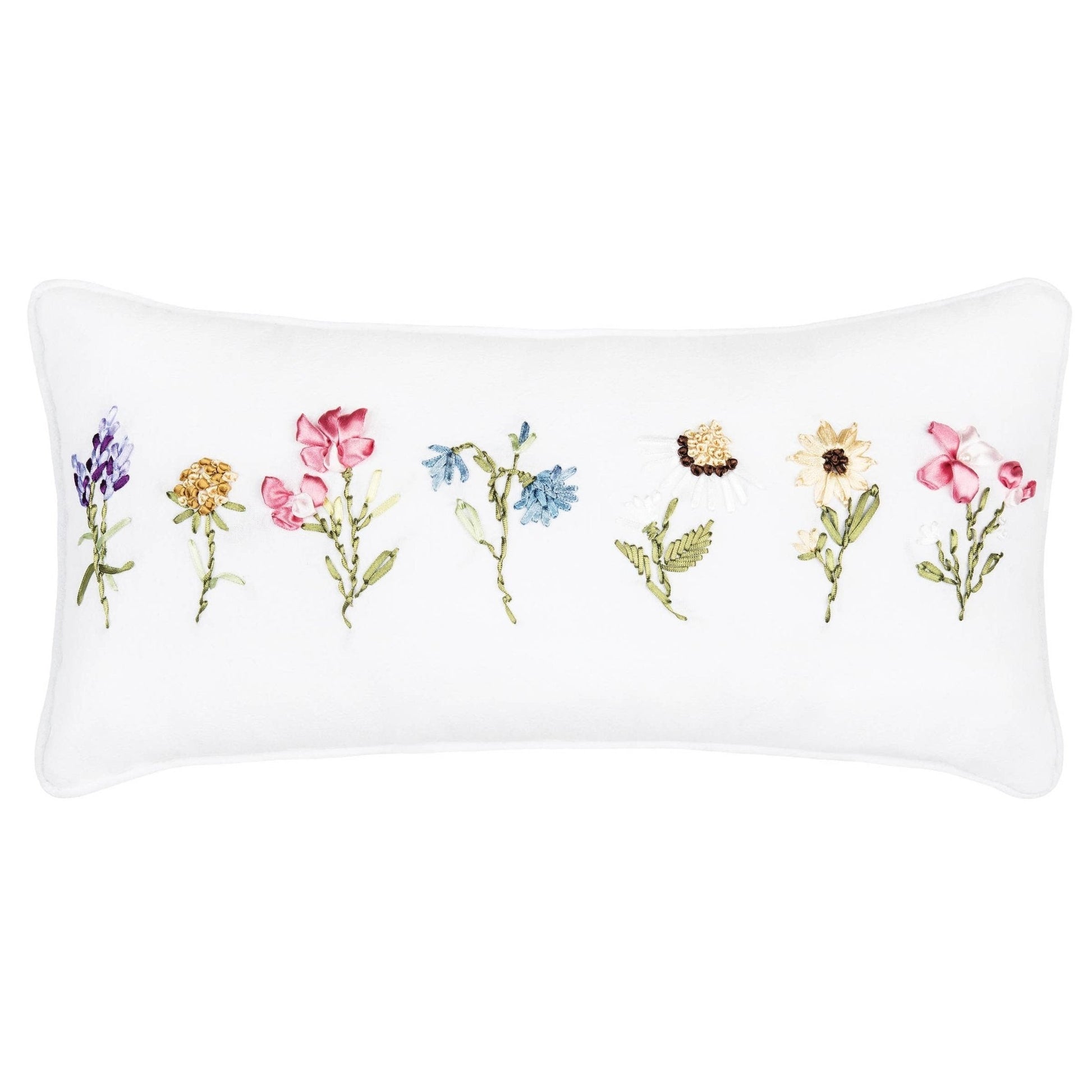 April Showers Floral Ribbon Art Throw Pillow, Elegant Spring Decor Cushion, Cozy Home Accent, Perfect Gift for Housewarming - Nifty Decor & More