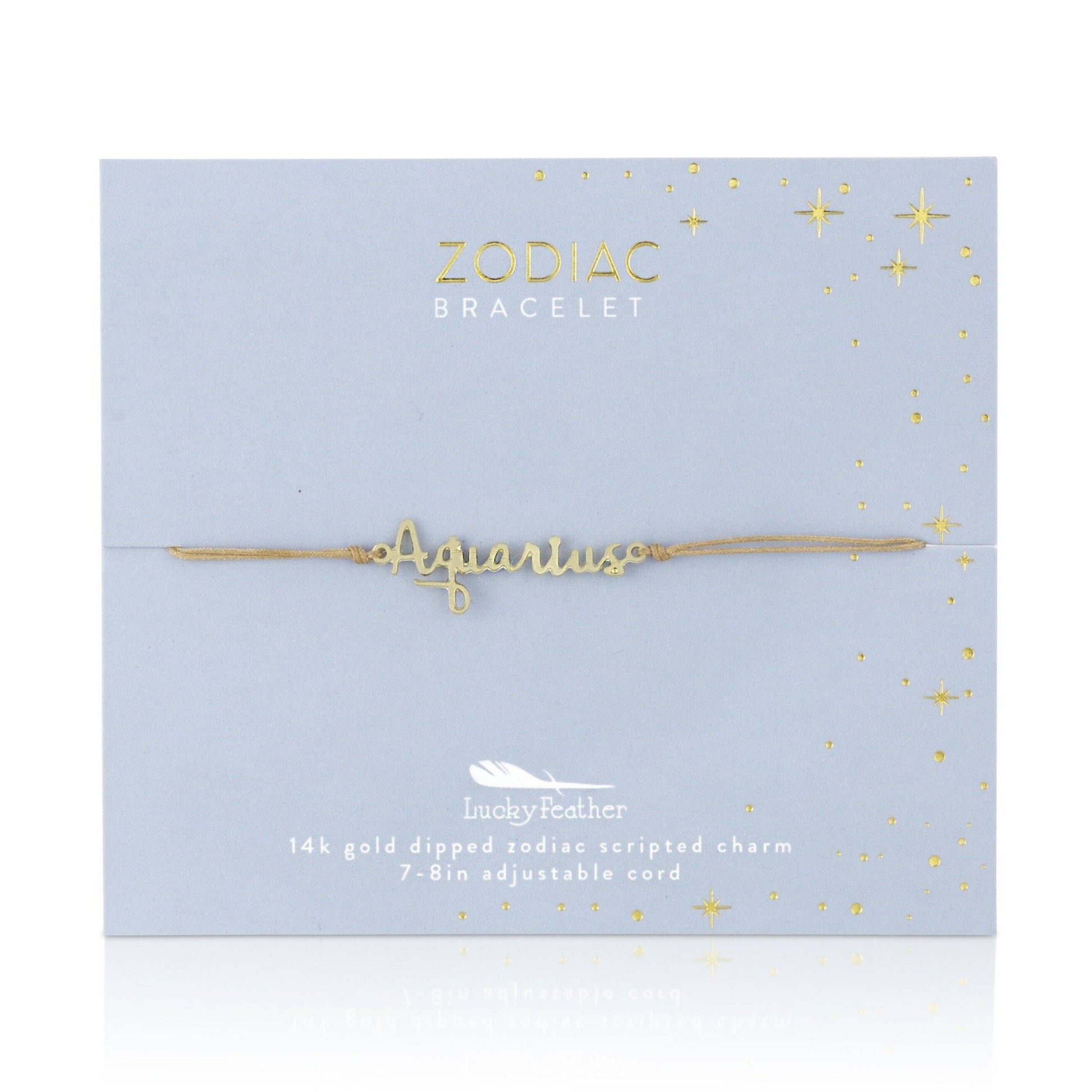 AQUARIUS Zodiac Cord Bracelet Gold - January 20 - February 18 - Nifty Decor & More